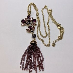 Talbots Purple Crystal Long Necklace